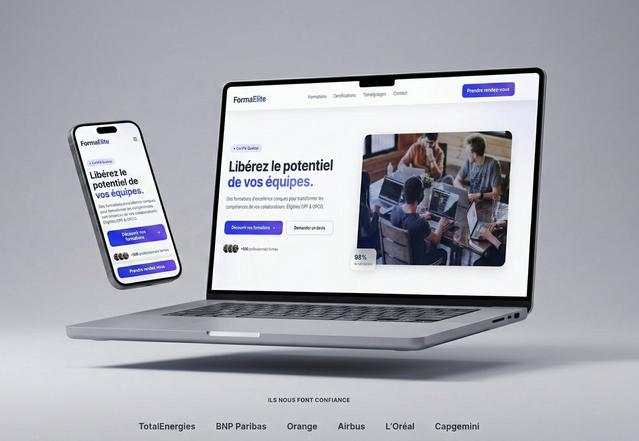 mockup website client Forma Elite
